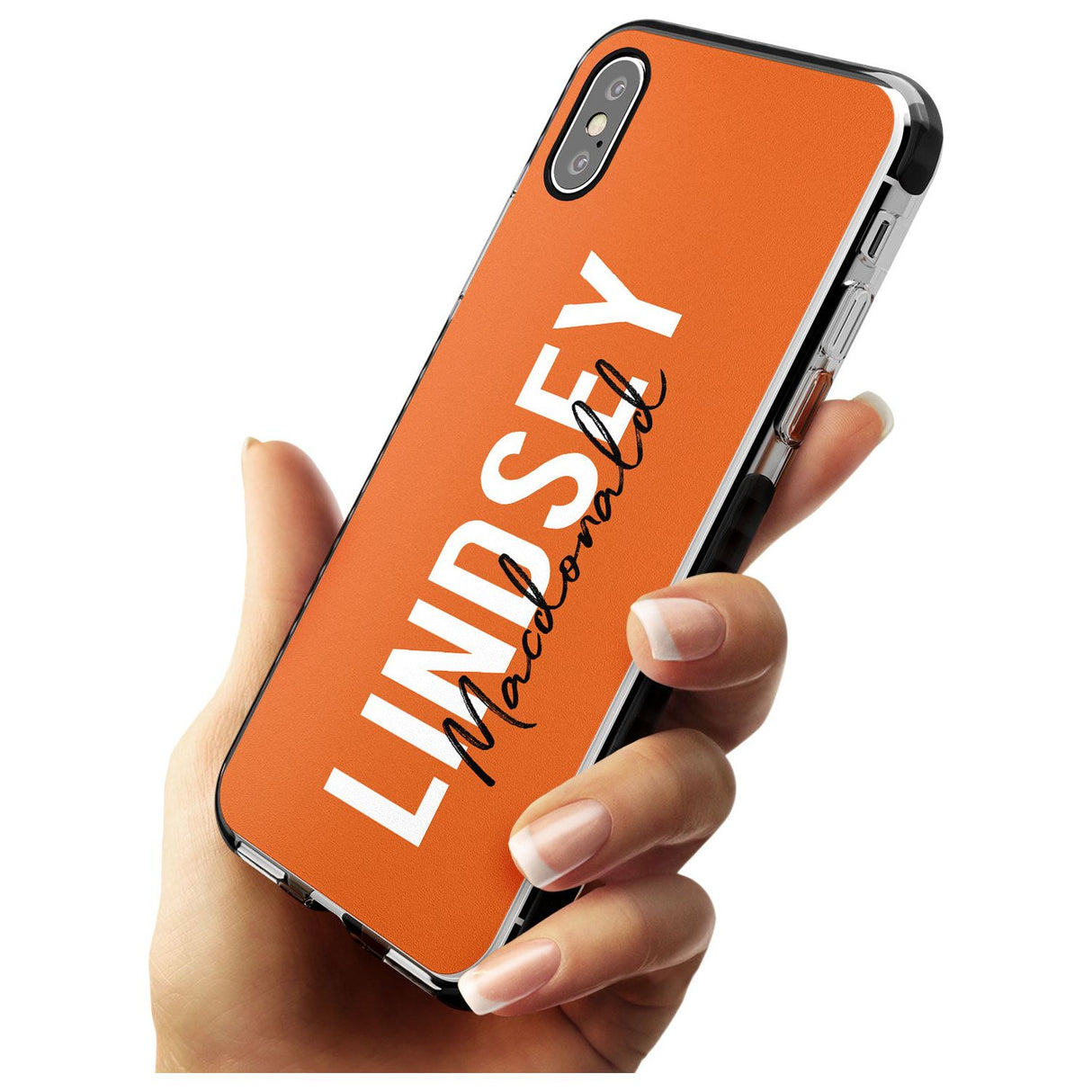 Bold Custom Name: Orange Black Impact Phone Case for iPhone X XS Max XR