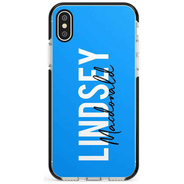 Bold Custom Name: Blue Black Impact Phone Case for iPhone X XS Max XR