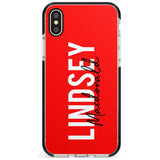 Bold Custom Name: Red Black Impact Phone Case for iPhone X XS Max XR