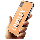 Bold Custom Name: Peach Black Impact Phone Case for iPhone X XS Max XR