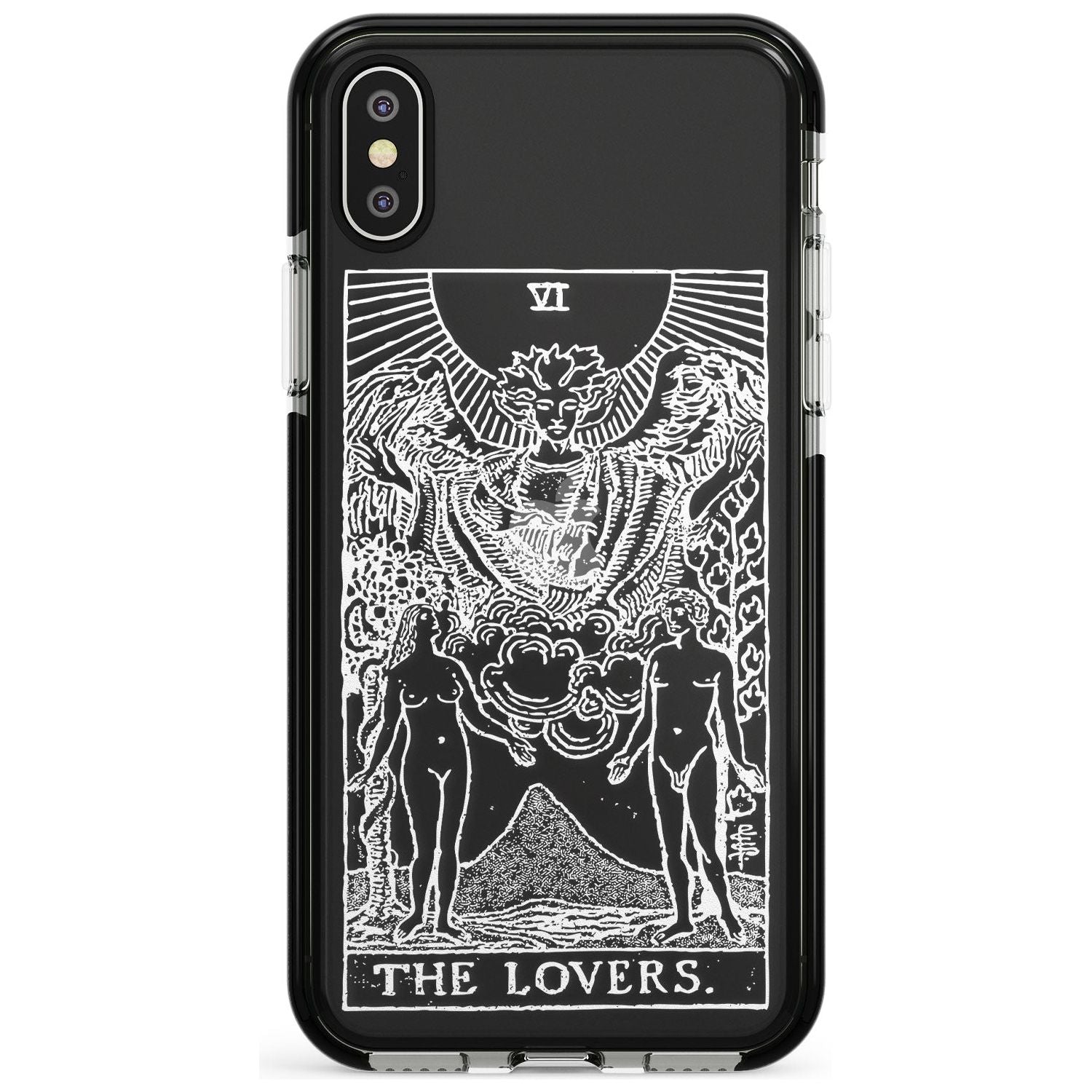 The Lovers Tarot Card - White Transparent Pink Fade Impact Phone Case for iPhone X XS Max XR