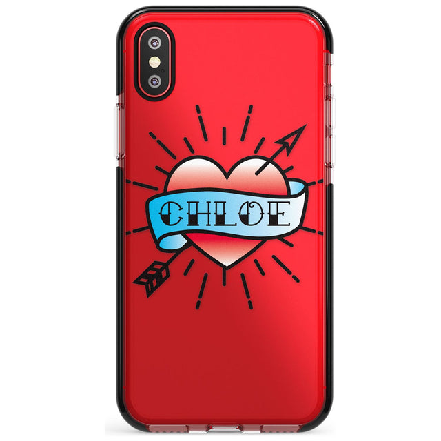 Custom Heart Tattoo Pink Fade Impact Phone Case for iPhone X XS Max XR