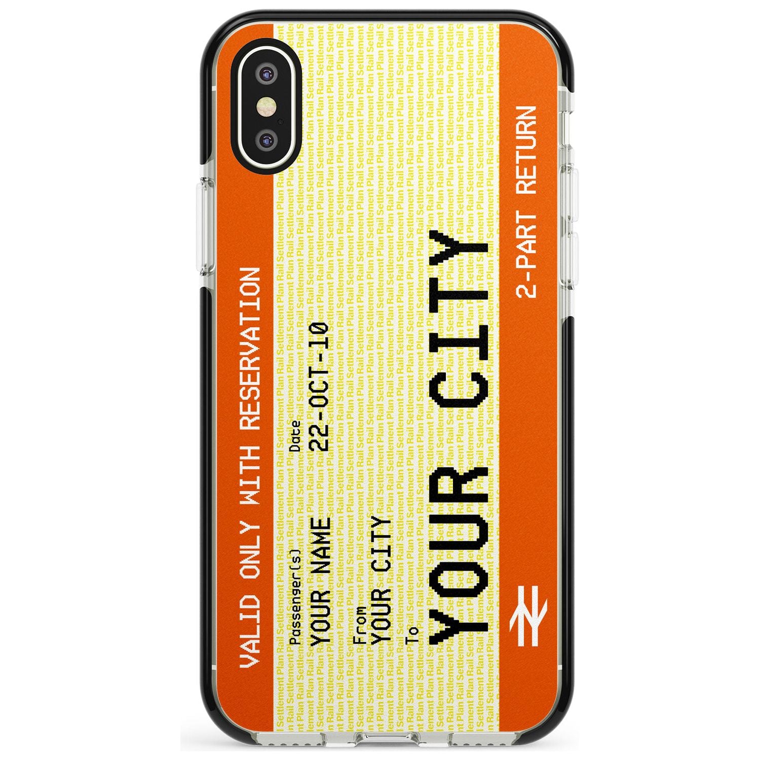 Personalised Create Your Own Train Ticket Black Impact Phone Case for iPhone X XS Max XR