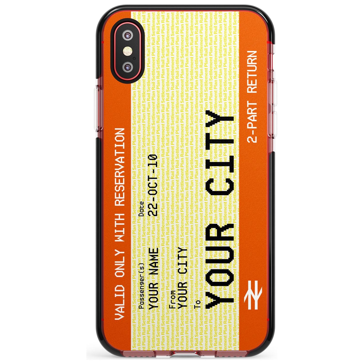 Personalised Create Your Own Train Ticket Black Impact Phone Case for iPhone X XS Max XR