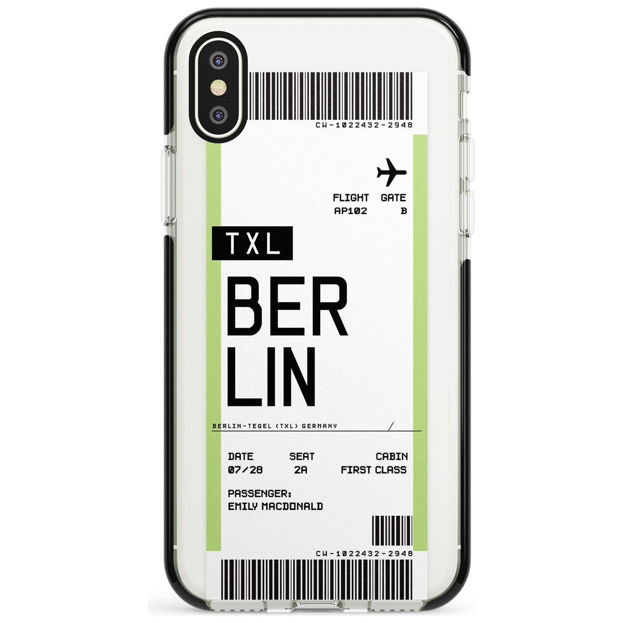 Berlin Boarding Pass iPhone Case  Black Impact Custom Phone Case - Case Warehouse