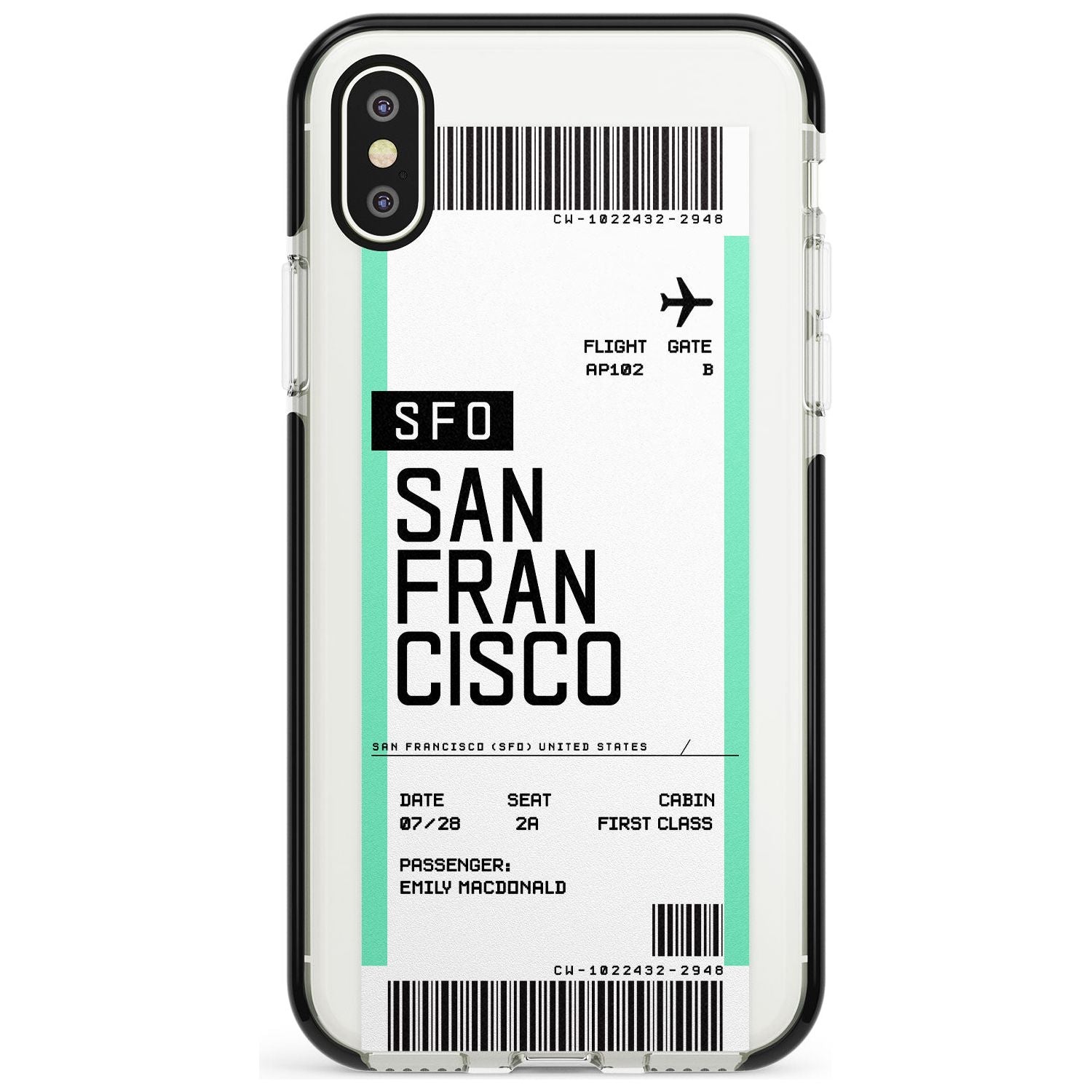 San Francisco Boarding Pass iPhone Case  Black Impact Custom Phone Case - Case Warehouse
