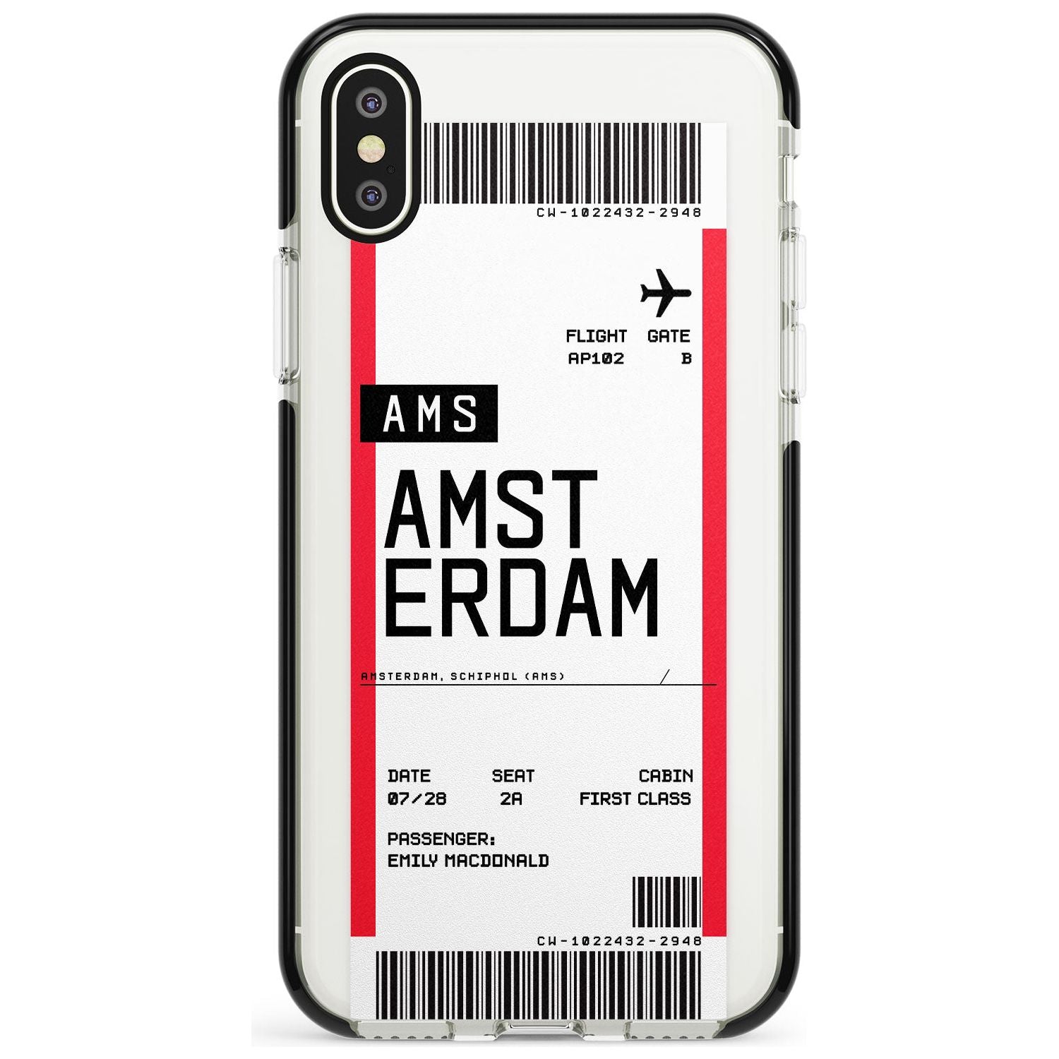 Amsterdam Boarding Pass iPhone Case  Black Impact Custom Phone Case - Case Warehouse