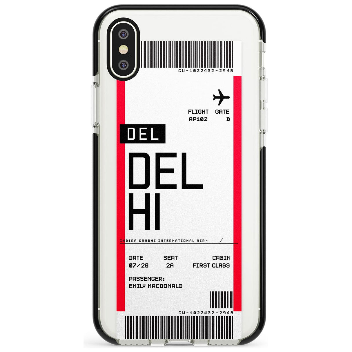 Delhi Boarding Pass iPhone Case  Black Impact Custom Phone Case - Case Warehouse