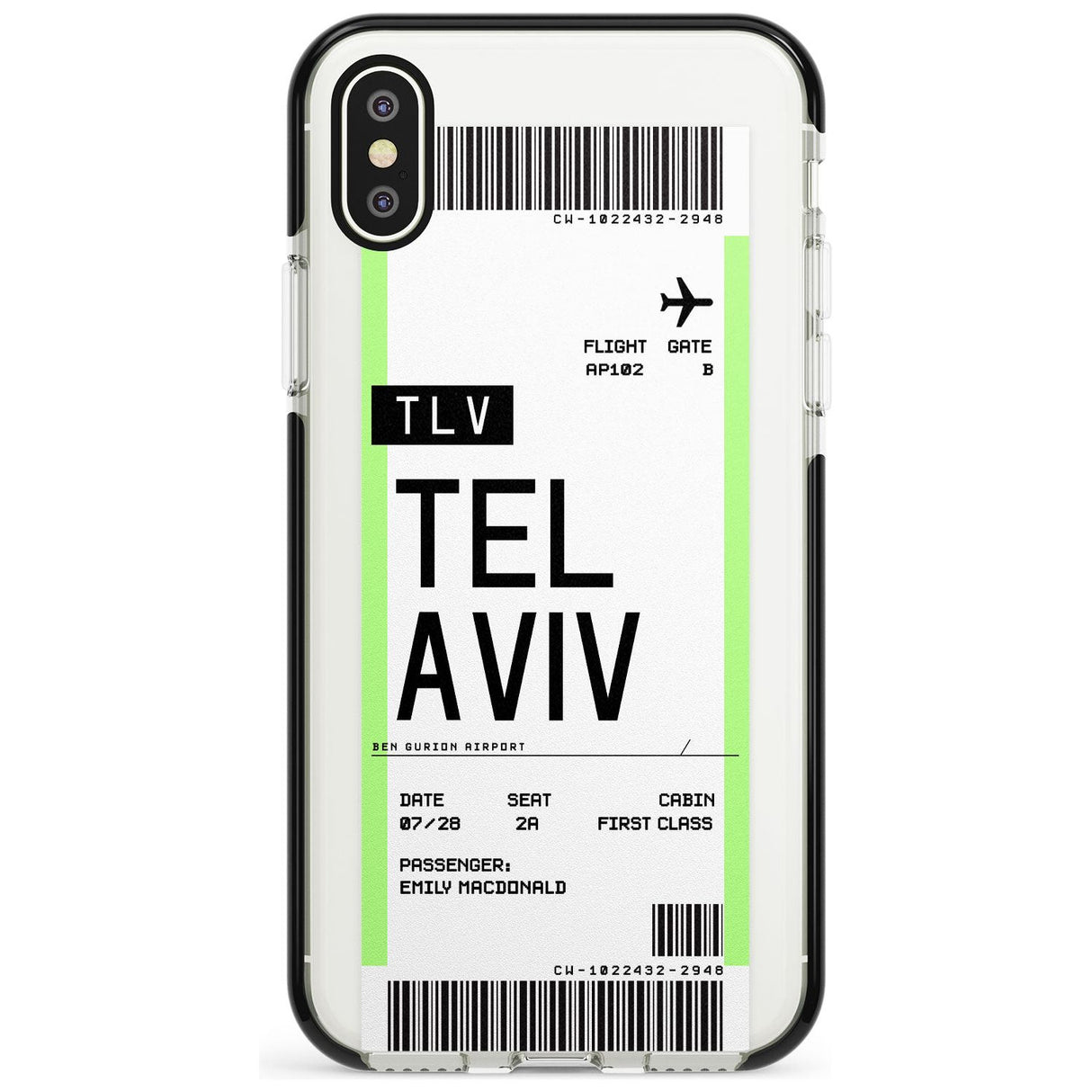 Tel Aviv Boarding Pass iPhone Case  Black Impact Custom Phone Case - Case Warehouse