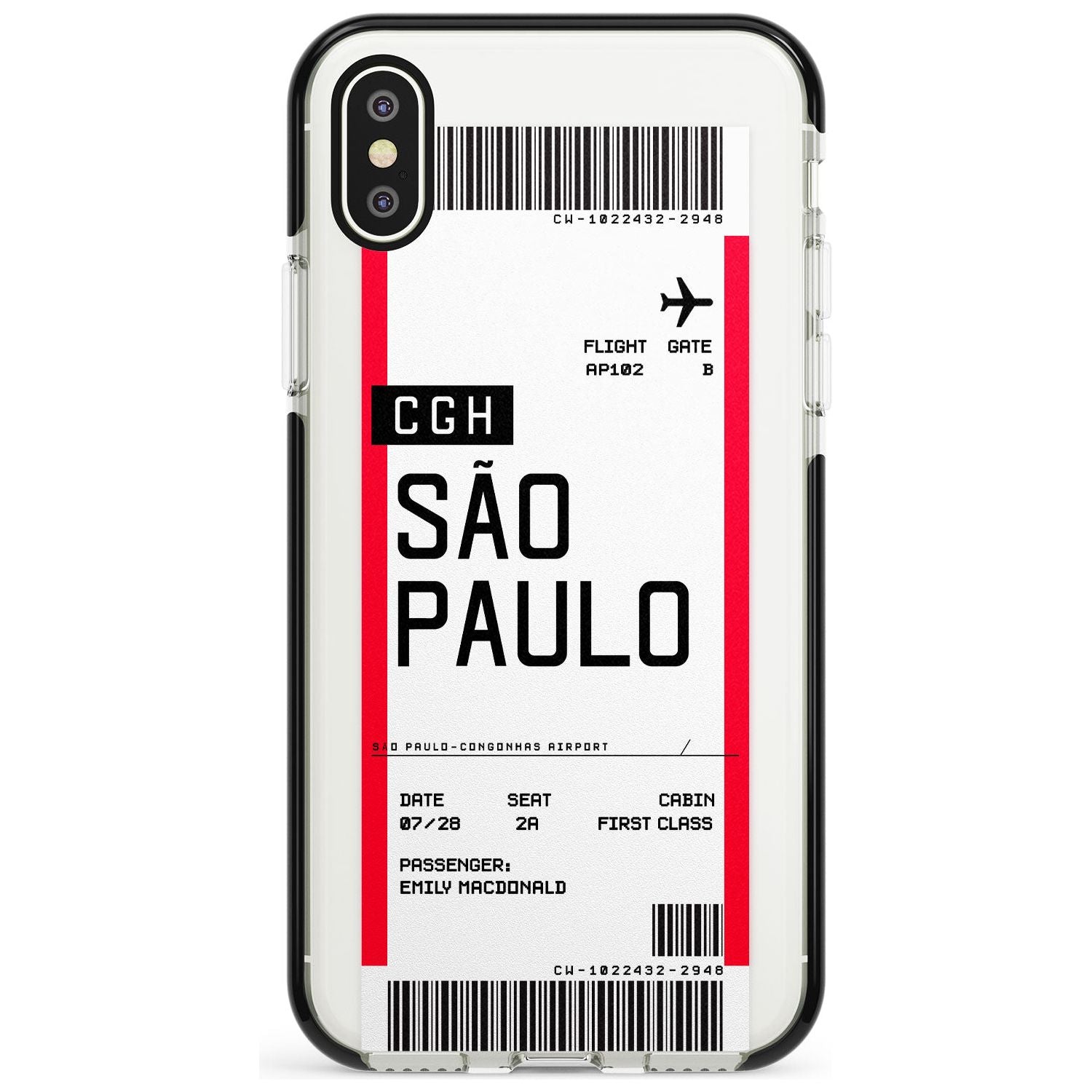 São Paulo Boarding Pass iPhone Case  Black Impact Custom Phone Case - Case Warehouse