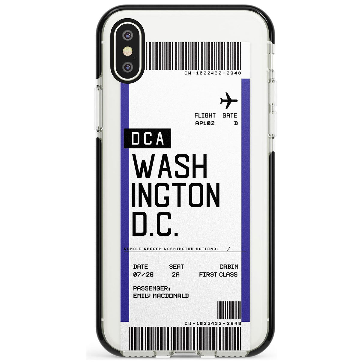 Washington D.C. Boarding Pass iPhone Case  Black Impact Custom Phone Case - Case Warehouse