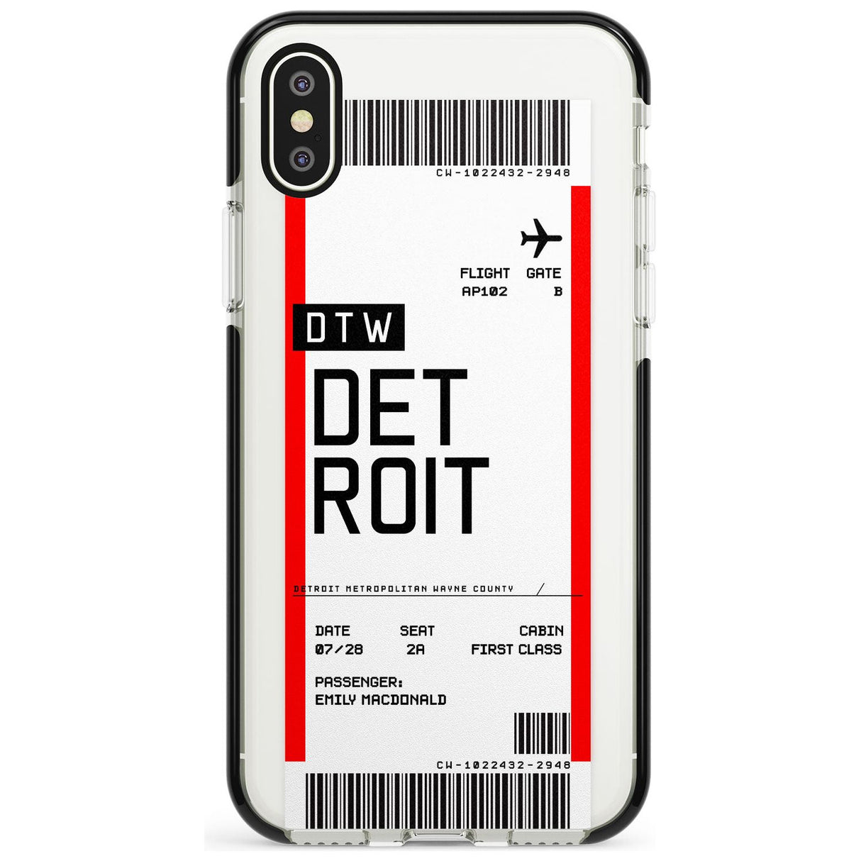 Detroit Boarding Pass iPhone Case  Black Impact Custom Phone Case - Case Warehouse