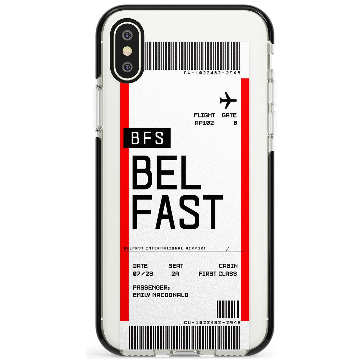 Belfast Boarding Pass  Black Impact Custom Phone Case - Case Warehouse