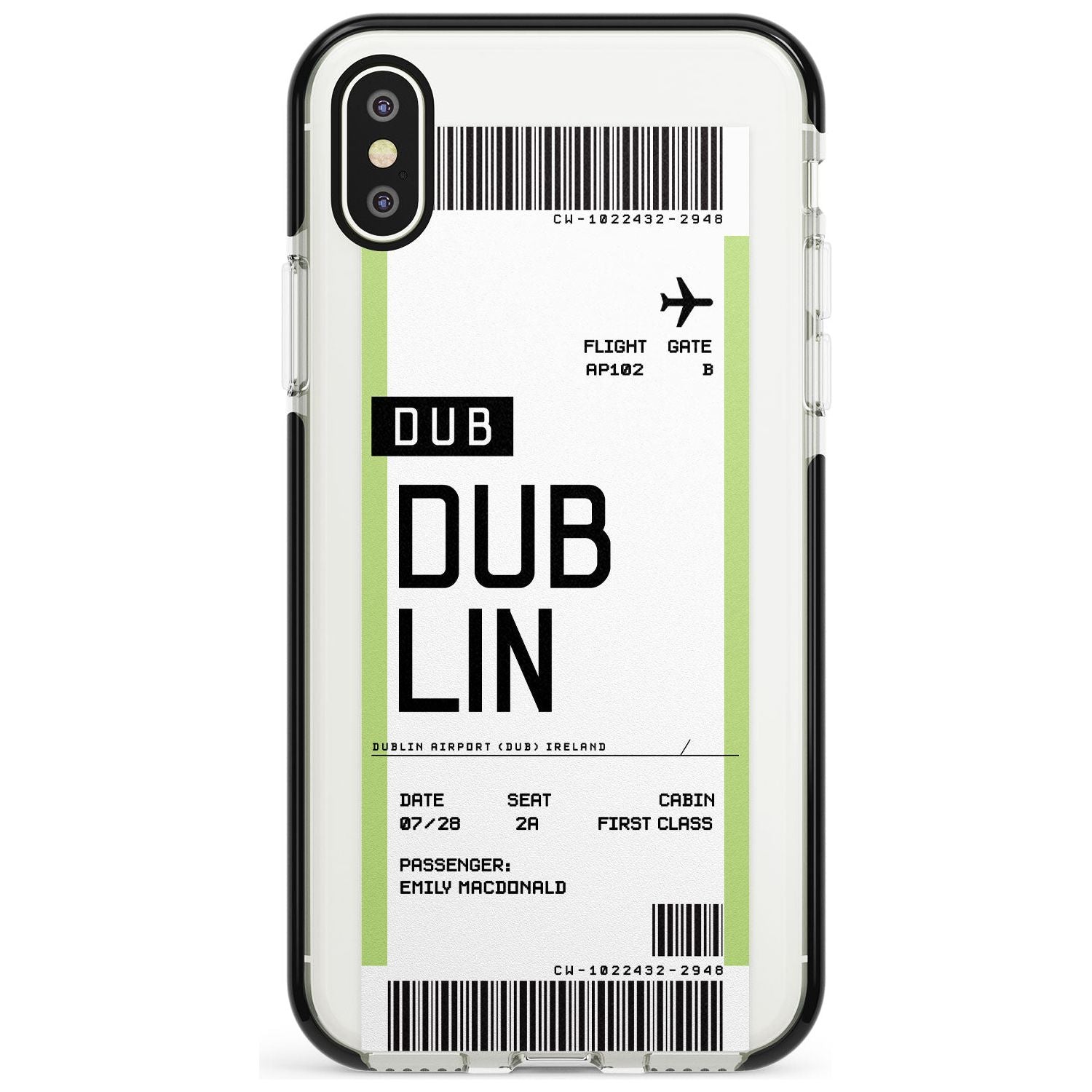 Dublin Boarding Pass iPhone Case  Black Impact Custom Phone Case - Case Warehouse