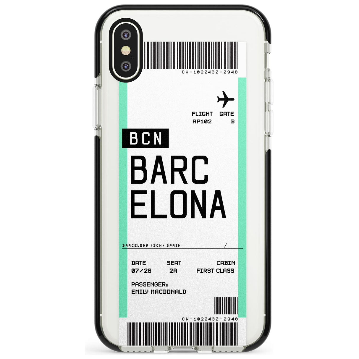 Barcelona Boarding Pass iPhone Case  Black Impact Custom Phone Case - Case Warehouse