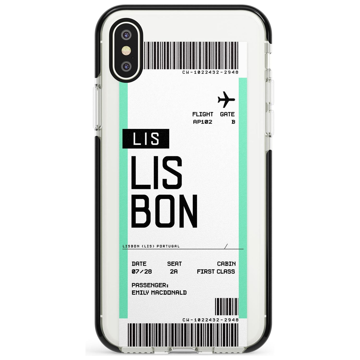 Lisbon Boarding Pass iPhone Case  Black Impact Custom Phone Case - Case Warehouse