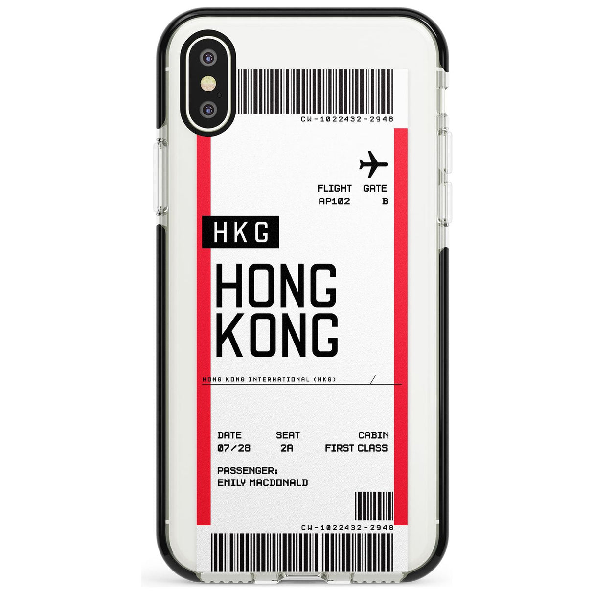 Hong Kong Boarding Pass iPhone Case  Black Impact Custom Phone Case - Case Warehouse