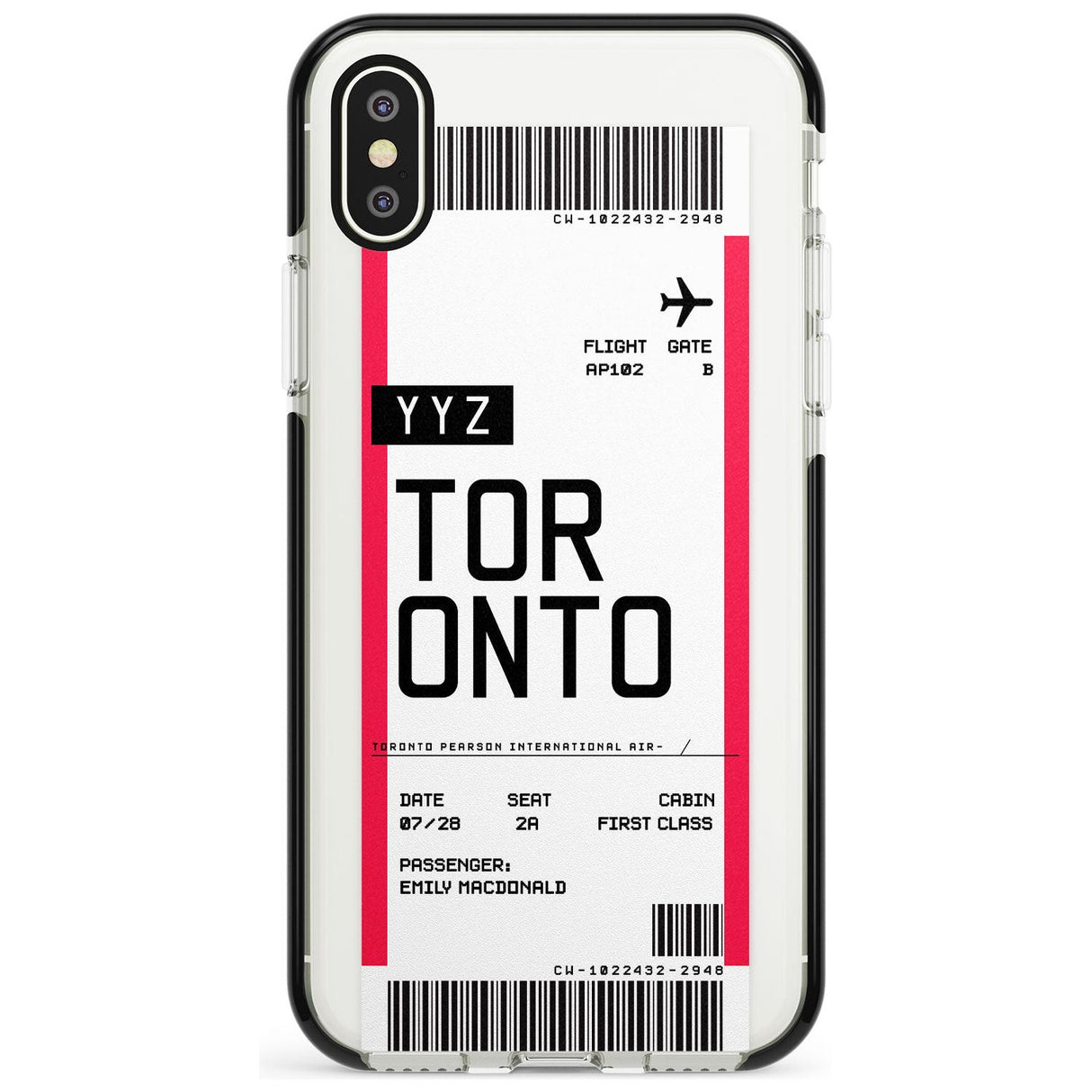 Toronto Boarding Pass iPhone Case  Black Impact Custom Phone Case - Case Warehouse