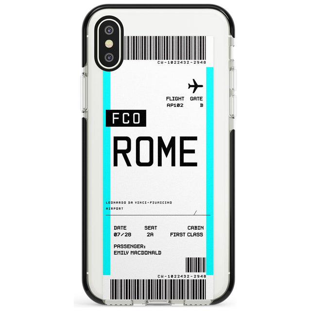Rome Boarding Pass iPhone Case  Black Impact Custom Phone Case - Case Warehouse