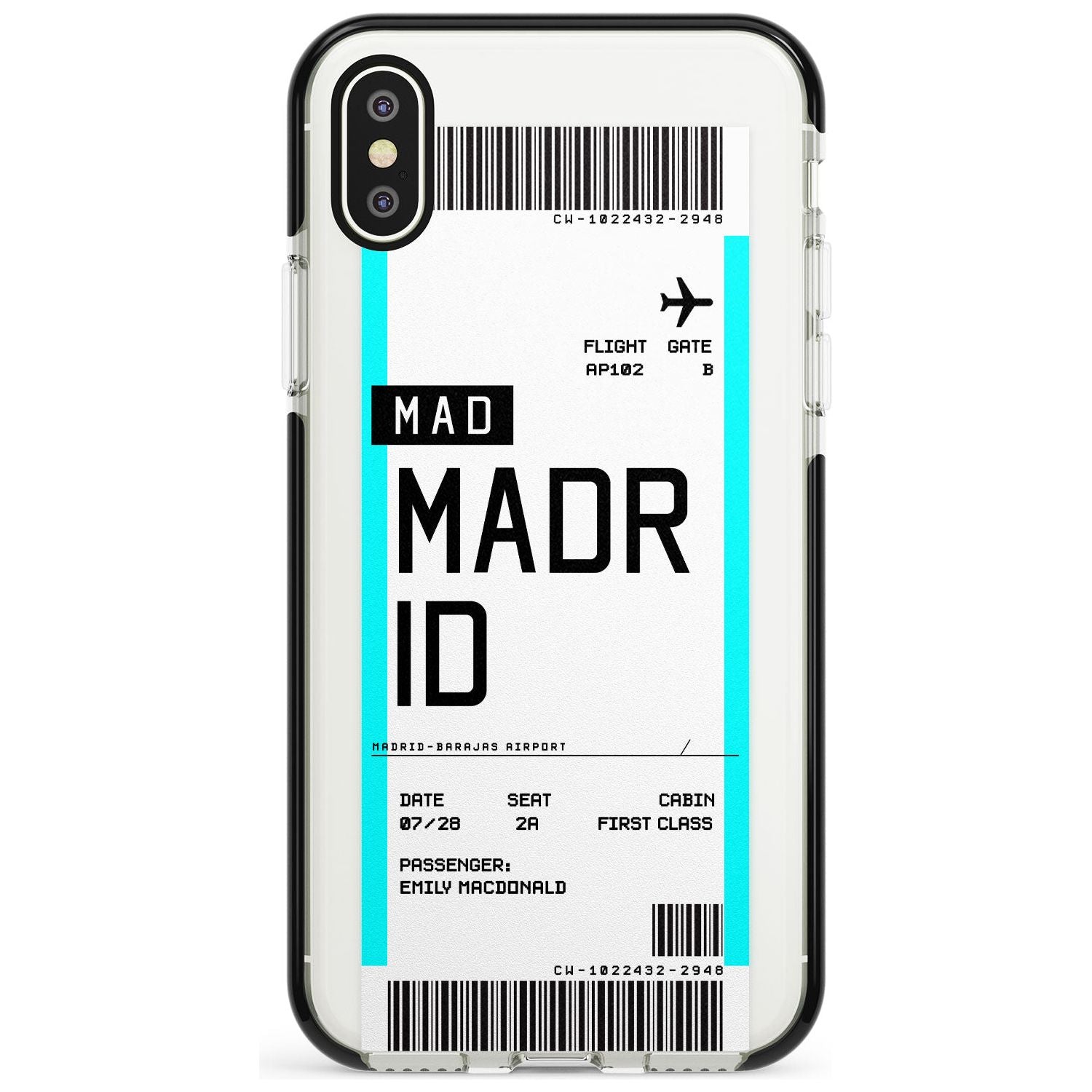 Madrid Boarding Pass iPhone Case  Black Impact Custom Phone Case - Case Warehouse
