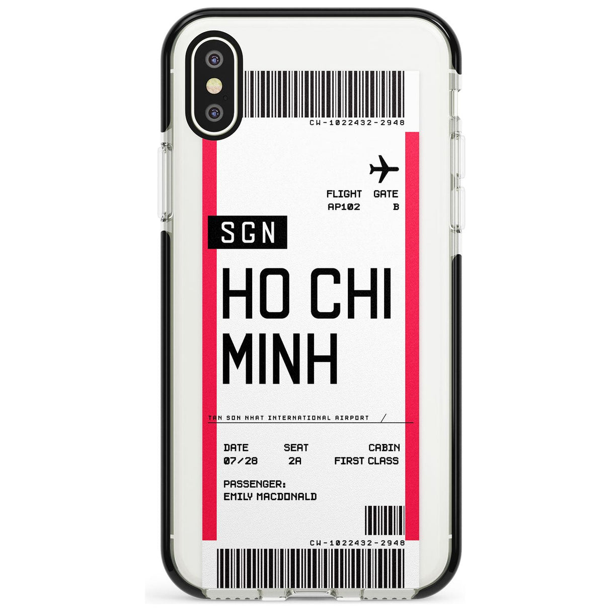 Ho Chi Minh City Boarding Pass iPhone Case  Black Impact Custom Phone Case - Case Warehouse