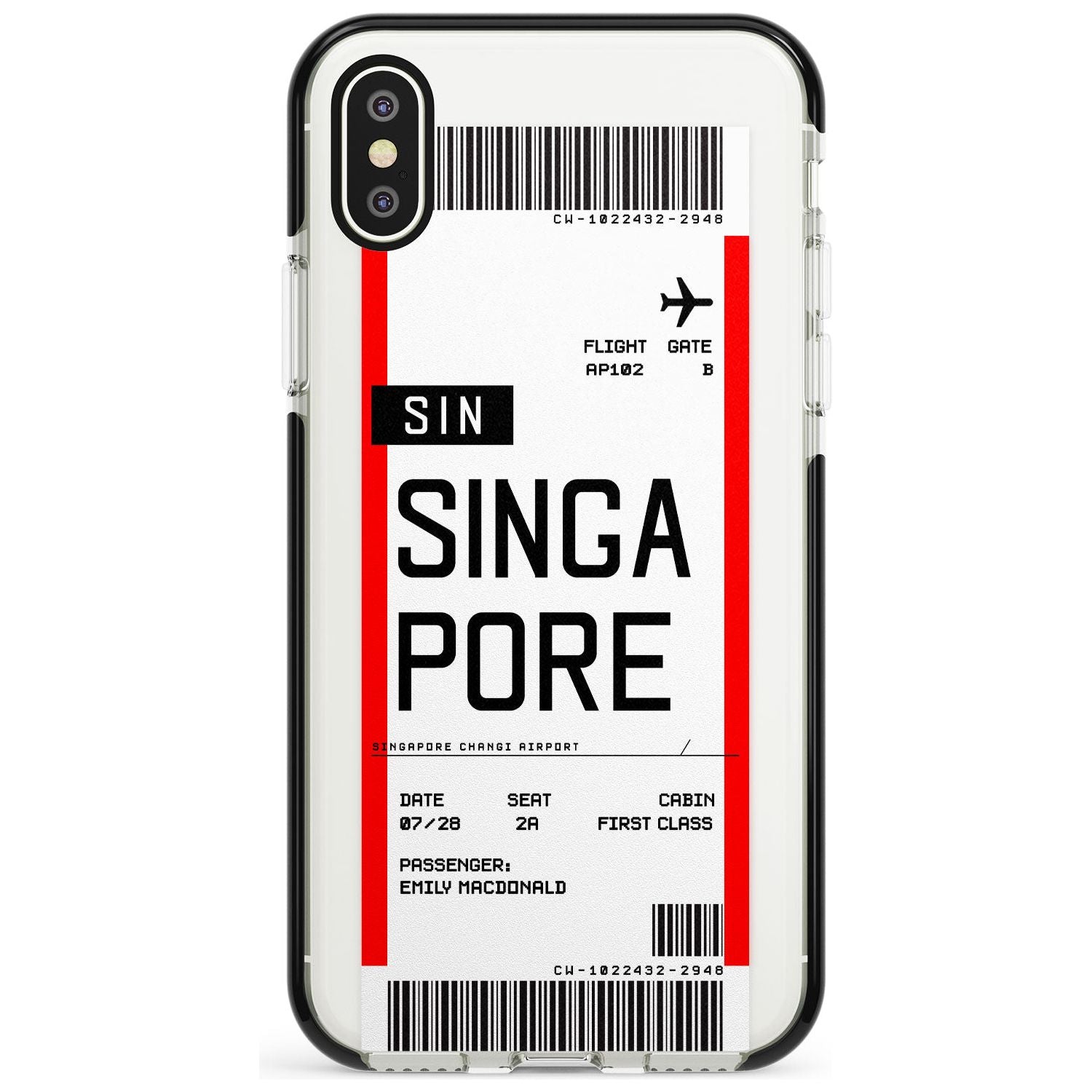 Singapore Boarding Pass iPhone Case  Black Impact Custom Phone Case - Case Warehouse
