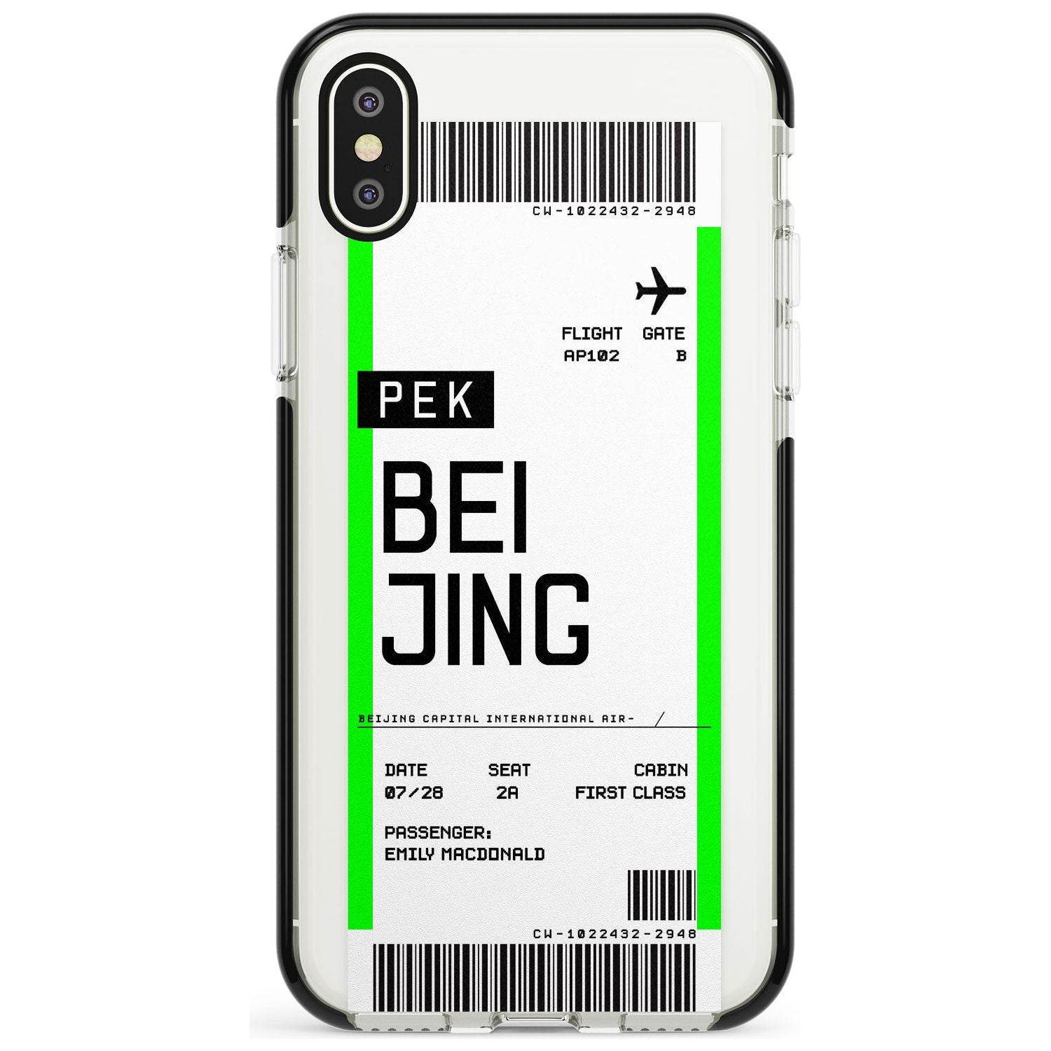 Beijing Boarding Pass iPhone Case  Black Impact Custom Phone Case - Case Warehouse
