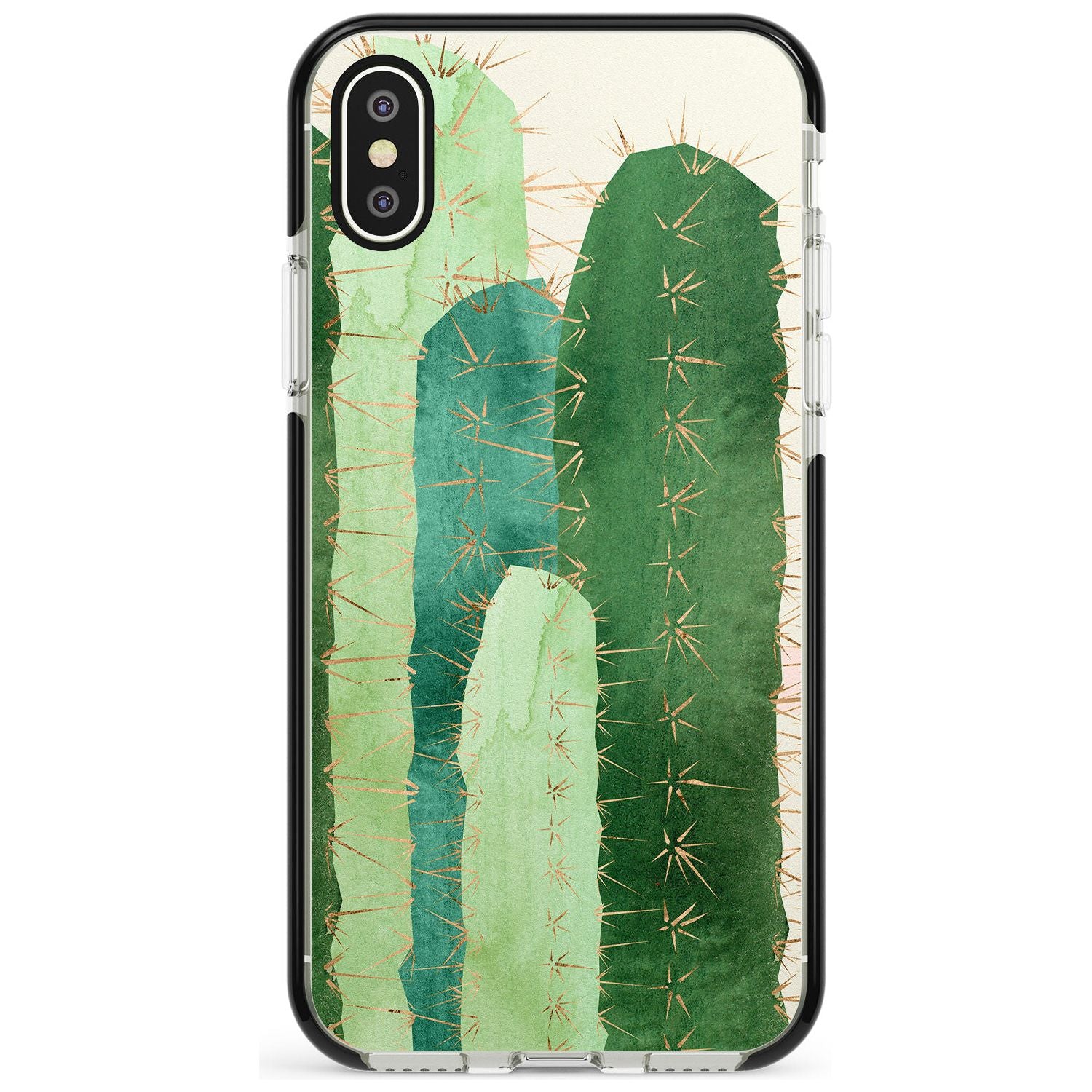 Large Cacti Mix Design Black Impact Phone Case for iPhone X XS Max XR