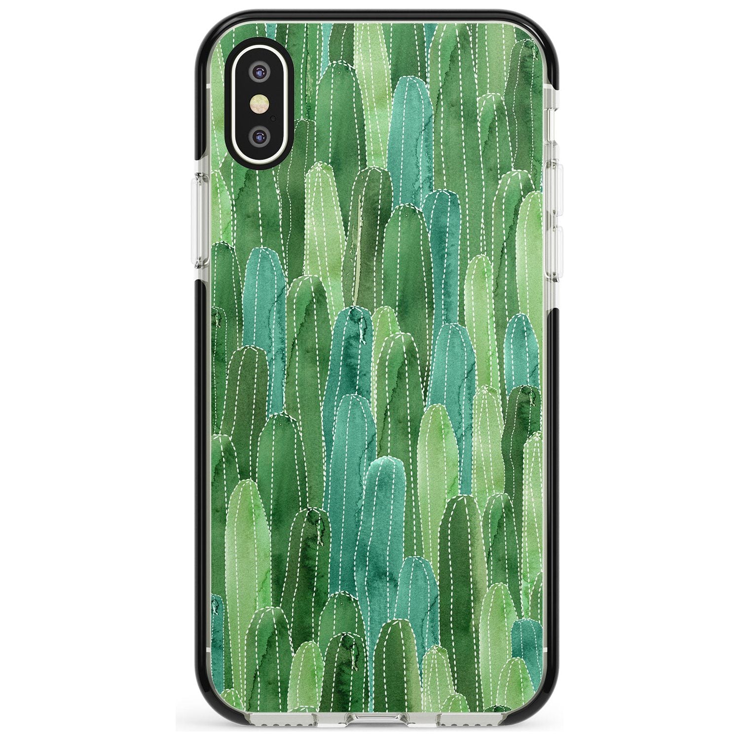 Skinny Cacti Pattern Design Black Impact Phone Case for iPhone X XS Max XR
