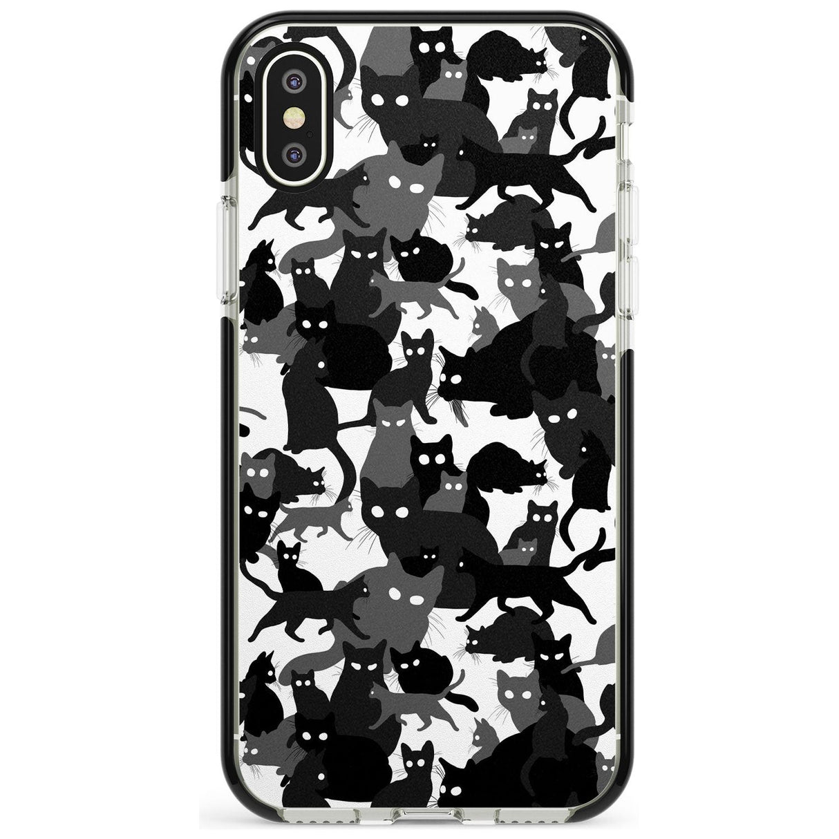 Black & White Cat Camouflage iPhone Case  Black Impact Phone Case - Case Warehouse