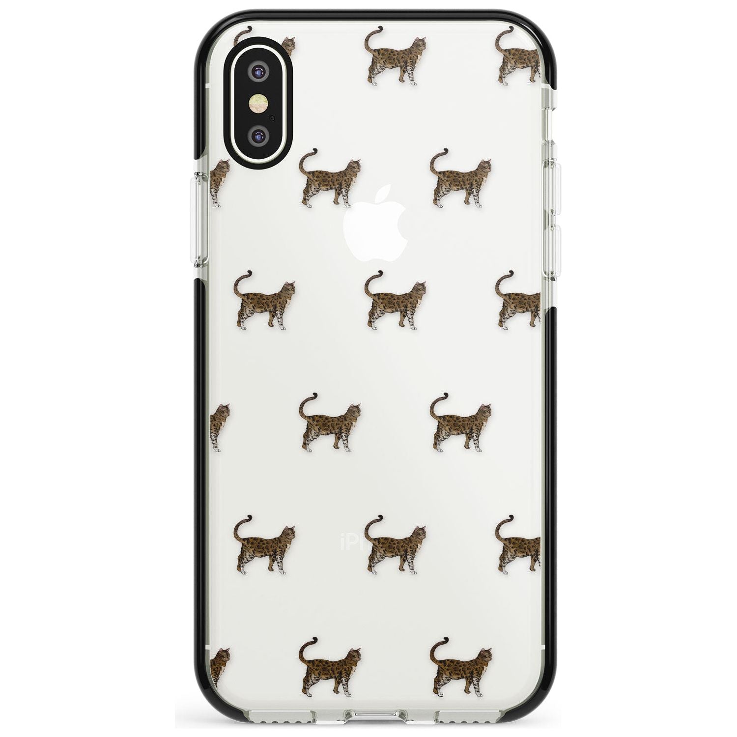Bengal Cat Pattern Black Impact Phone Case for iPhone X XS Max XR