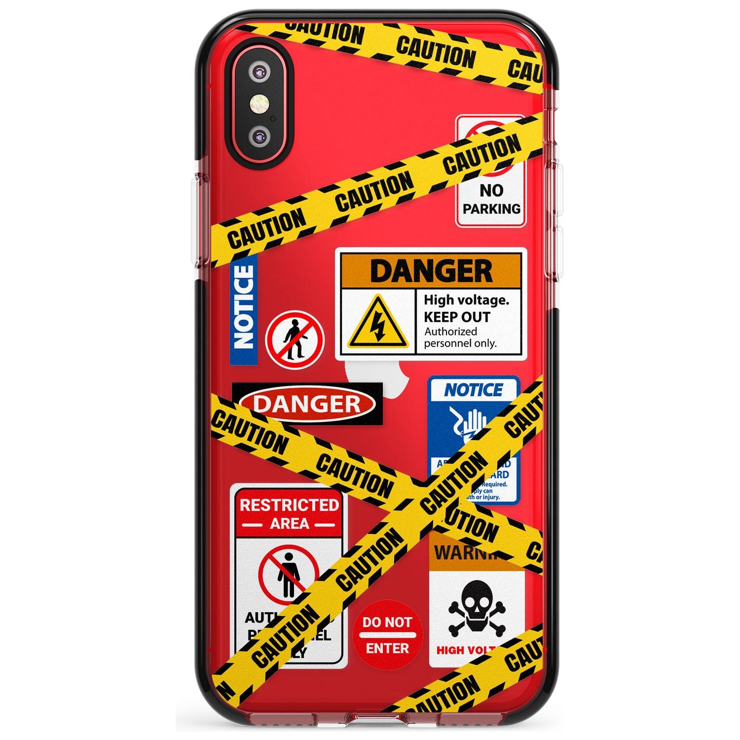 CAUTION Pink Fade Impact Phone Case for iPhone X XS Max XR