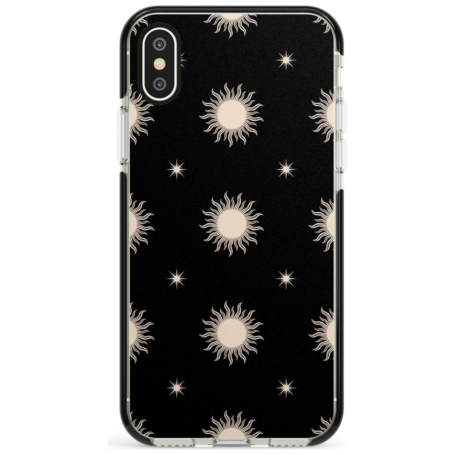 Celestial Patterns Classic Suns (Black) Phone Case iPhone X / iPhone XS / Black Impact Case,iPhone XR / Black Impact Case,iPhone XS MAX / Black Impact Case Blanc Space