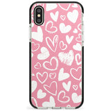 Chalk Hearts Black Impact Phone Case for iPhone X XS Max XR