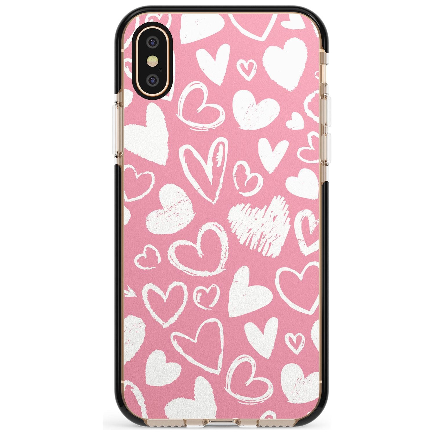 Chalk Hearts Black Impact Phone Case for iPhone X XS Max XR