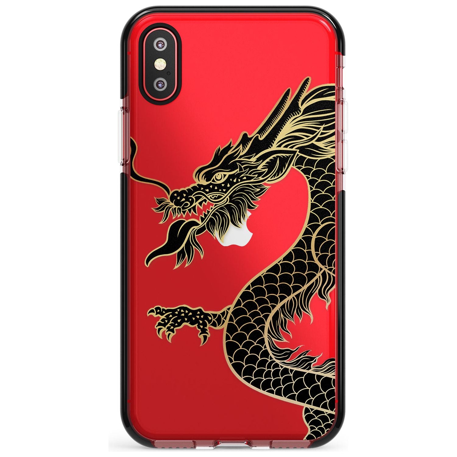 Large Red Dragon Black Impact Phone Case for iPhone X XS Max XR