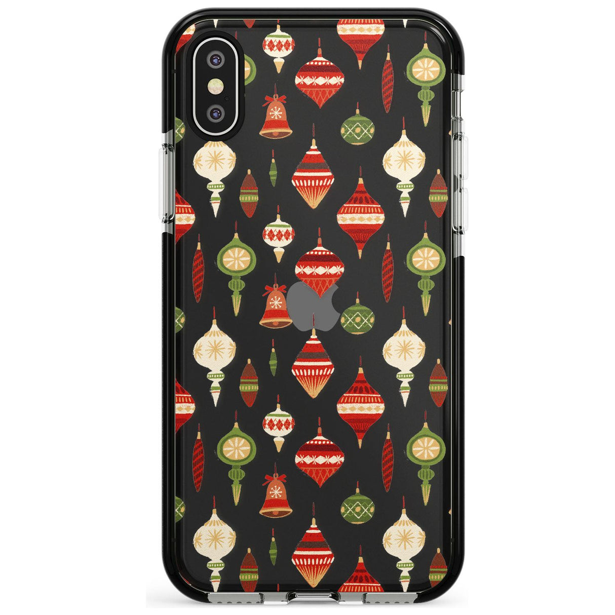 Christmas Baubles Pattern Black Impact Phone Case for iPhone X XS Max XR