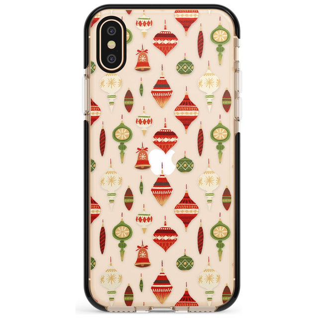 Christmas Baubles Pattern Black Impact Phone Case for iPhone X XS Max XR