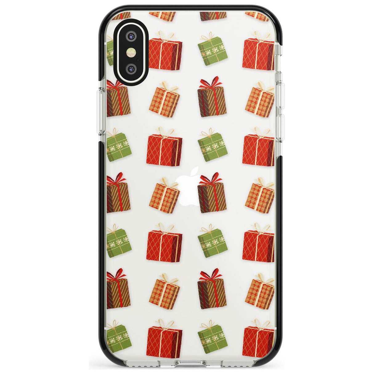 Christmas Presents Pattern Black Impact Phone Case for iPhone X XS Max XR