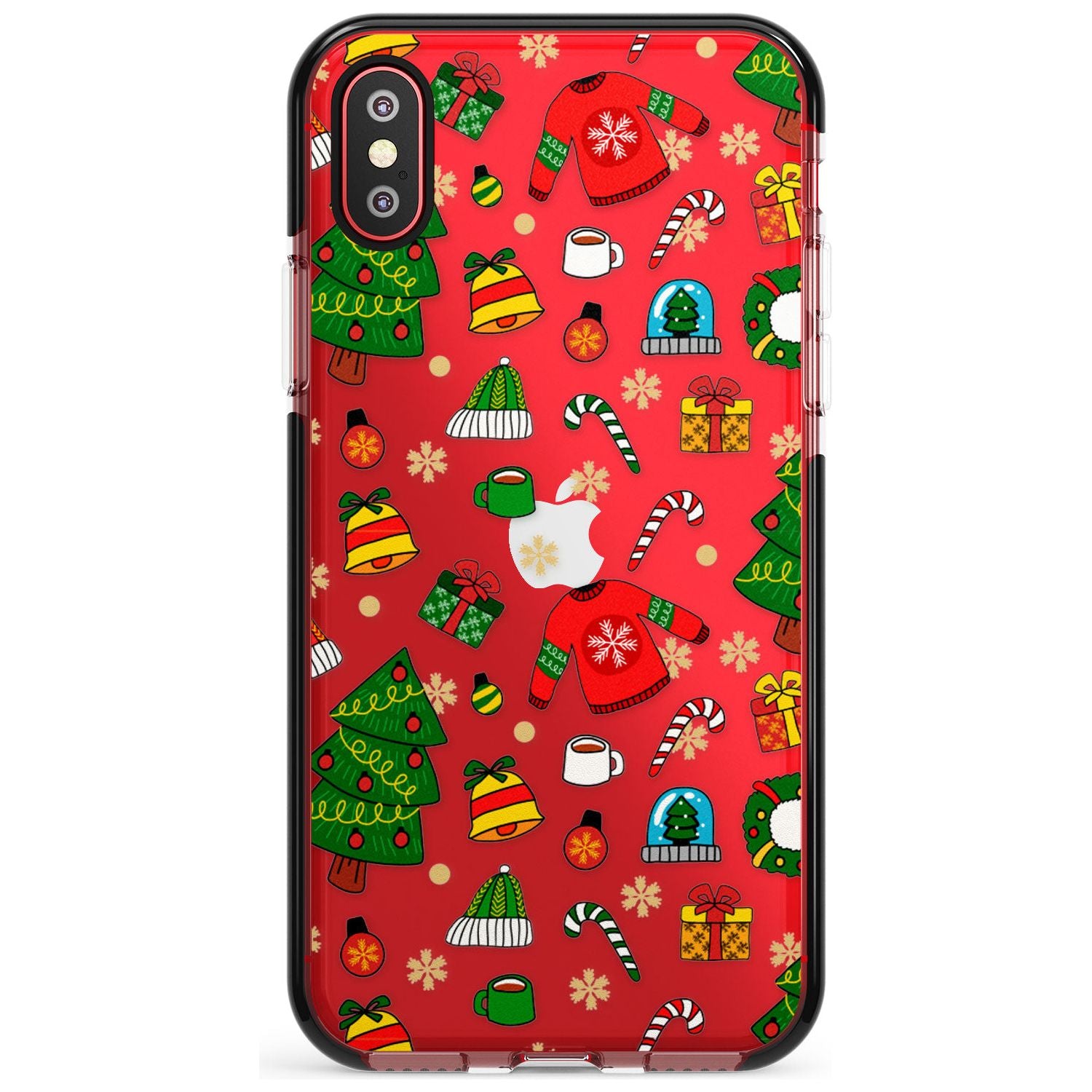 Christmas Mixture Pattern Black Impact Phone Case for iPhone X XS Max XR
