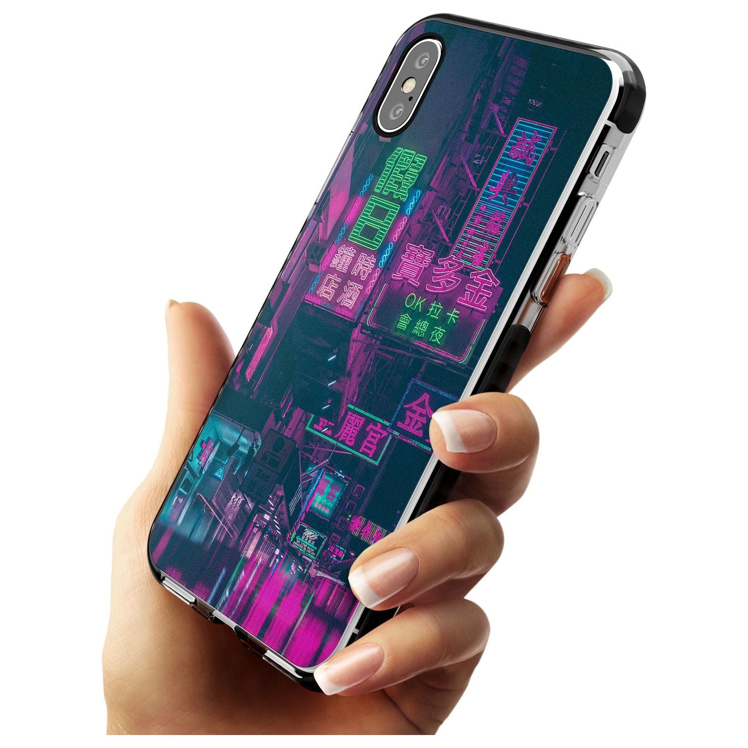 Rainy Reflections - Neon Cities Photographs Black Impact Phone Case for iPhone X XS Max XR