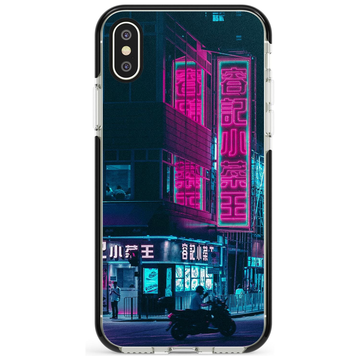 Motorcylist & Signs - Neon Cities Photographs Black Impact Phone Case for iPhone X XS Max XR