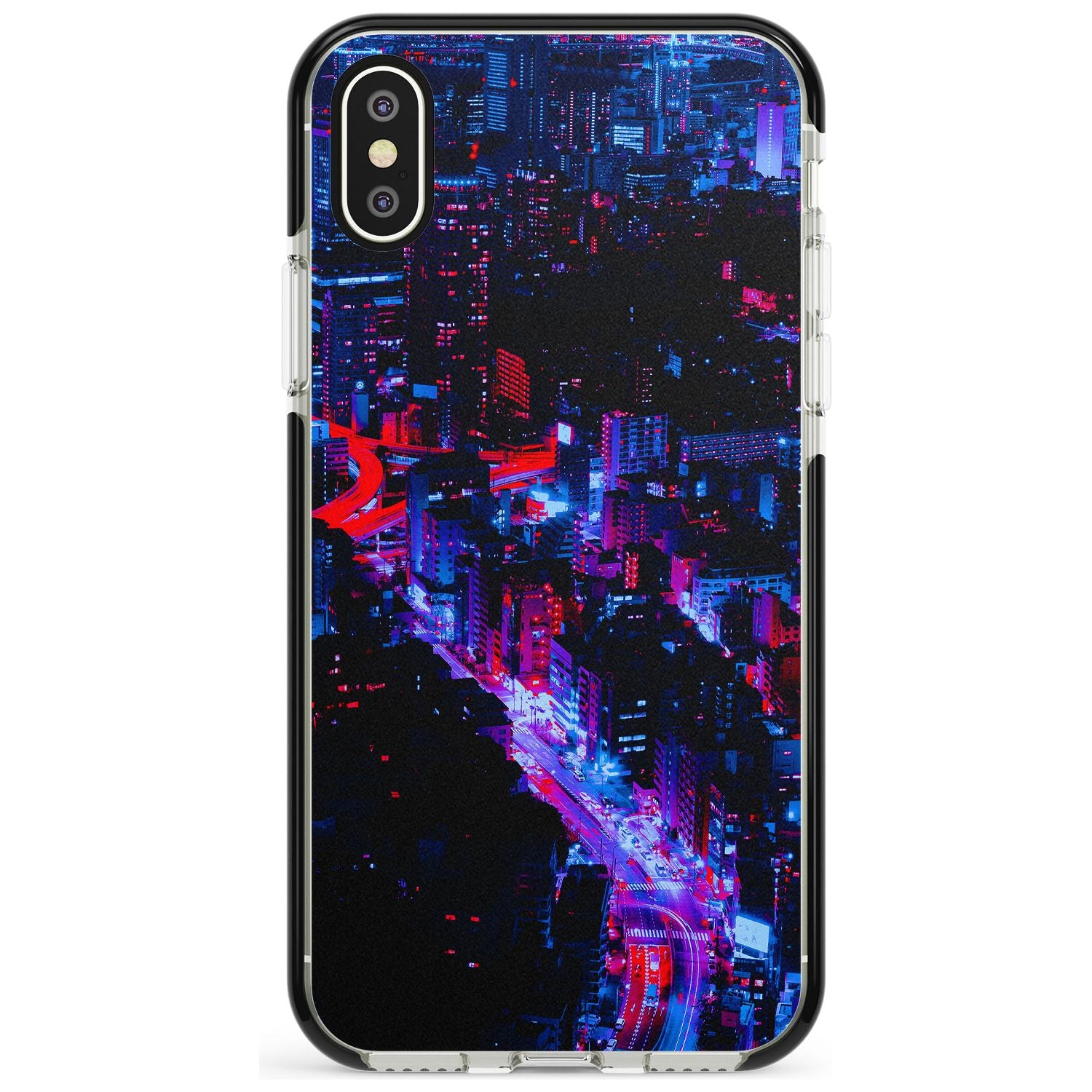 Arial City View - Neon Cities Photographs Black Impact Phone Case for iPhone X XS Max XR