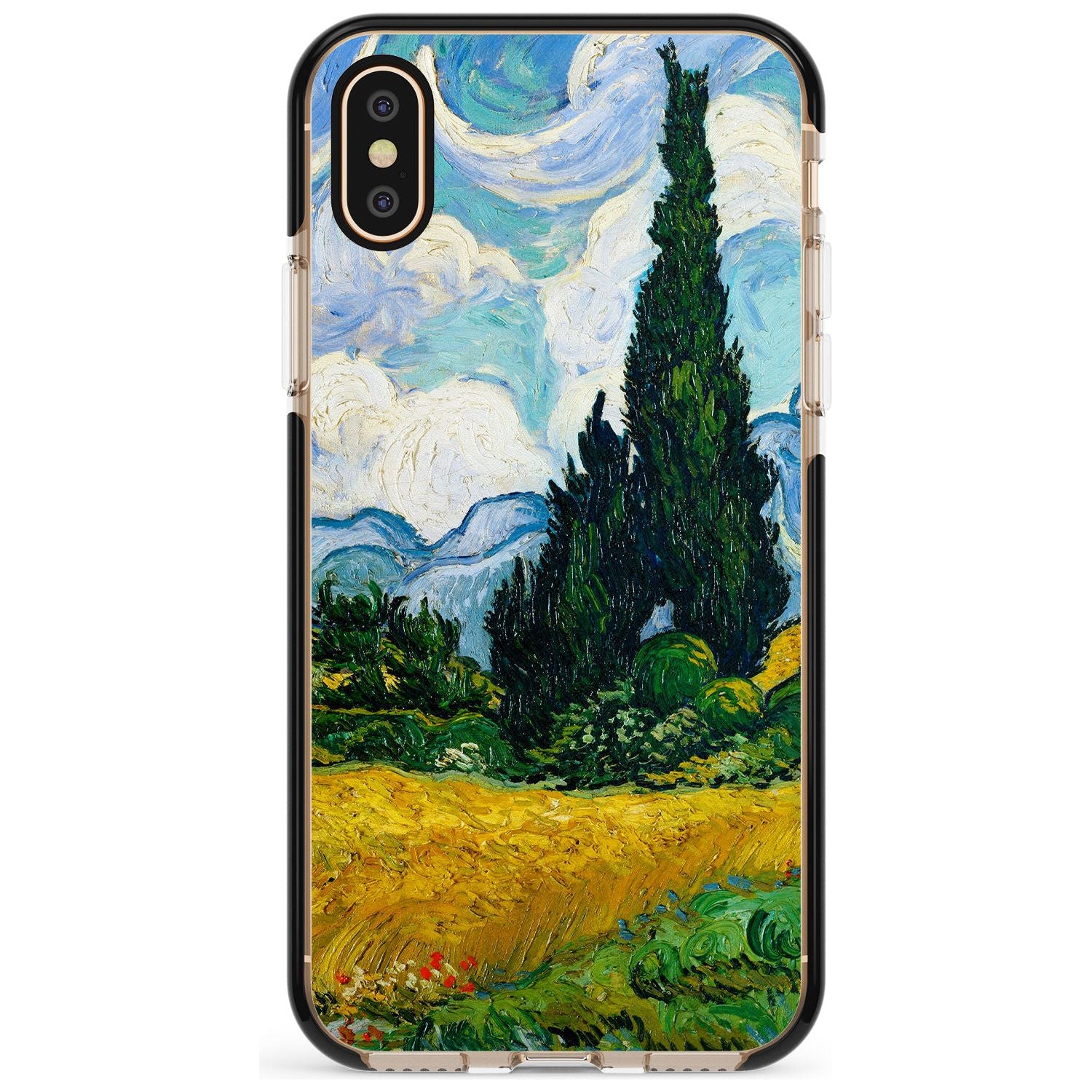 Wheat Field with Cypresses by Vincent Van Gogh Pink Fade Impact Phone Case for iPhone X XS Max XR