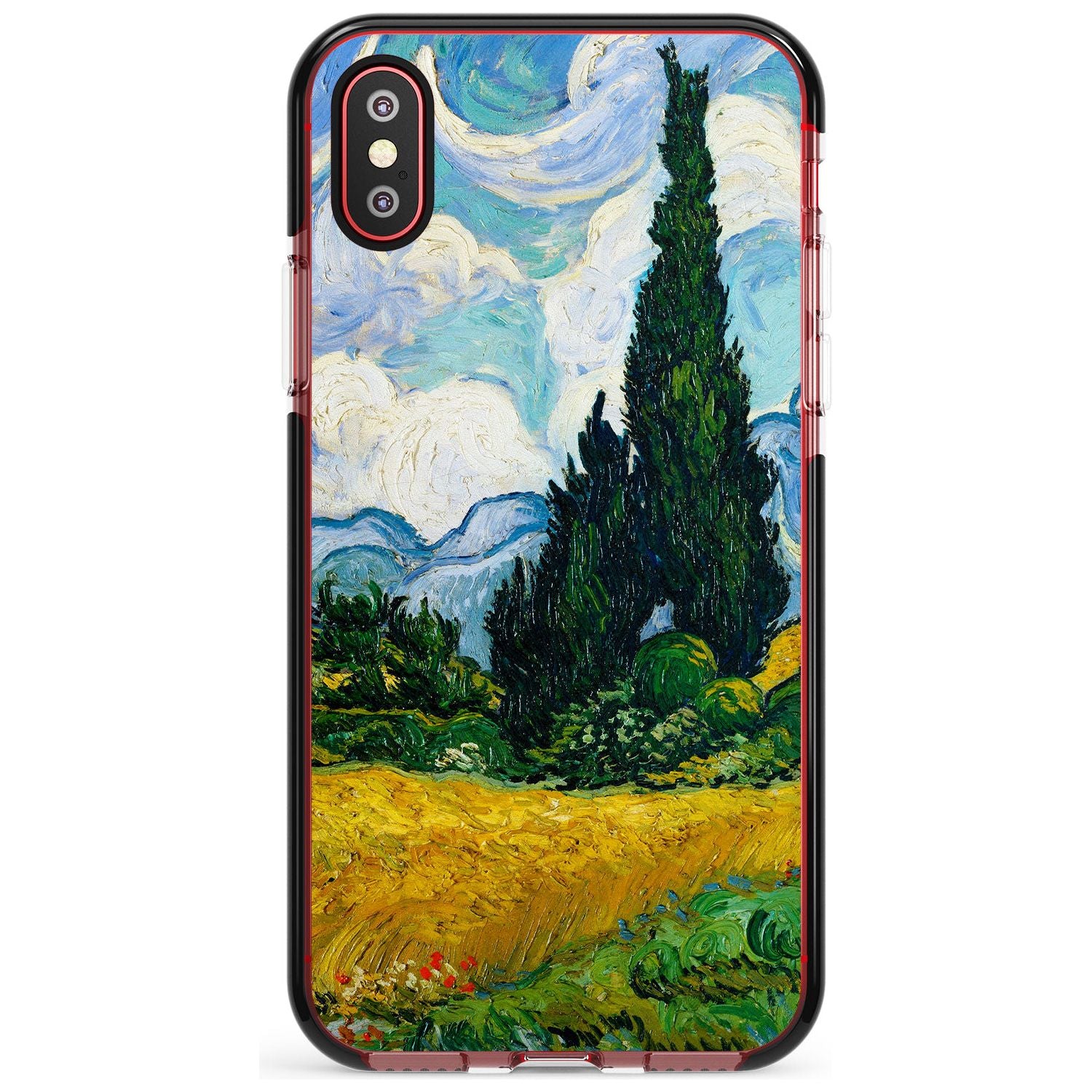 Wheat Field with Cypresses by Vincent Van Gogh Pink Fade Impact Phone Case for iPhone X XS Max XR