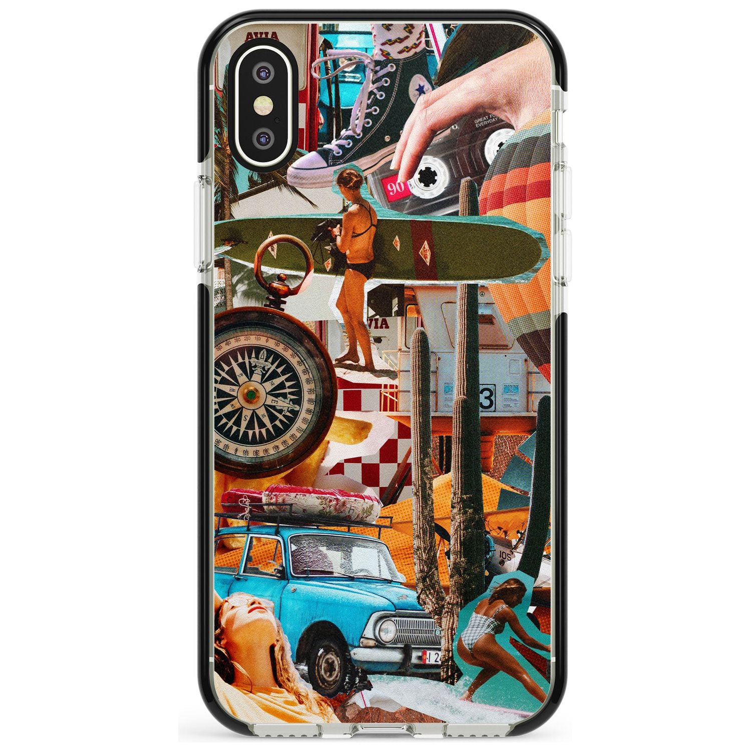 Vintage Collage: Road Trip Black Impact Phone Case for iPhone X XS Max XR