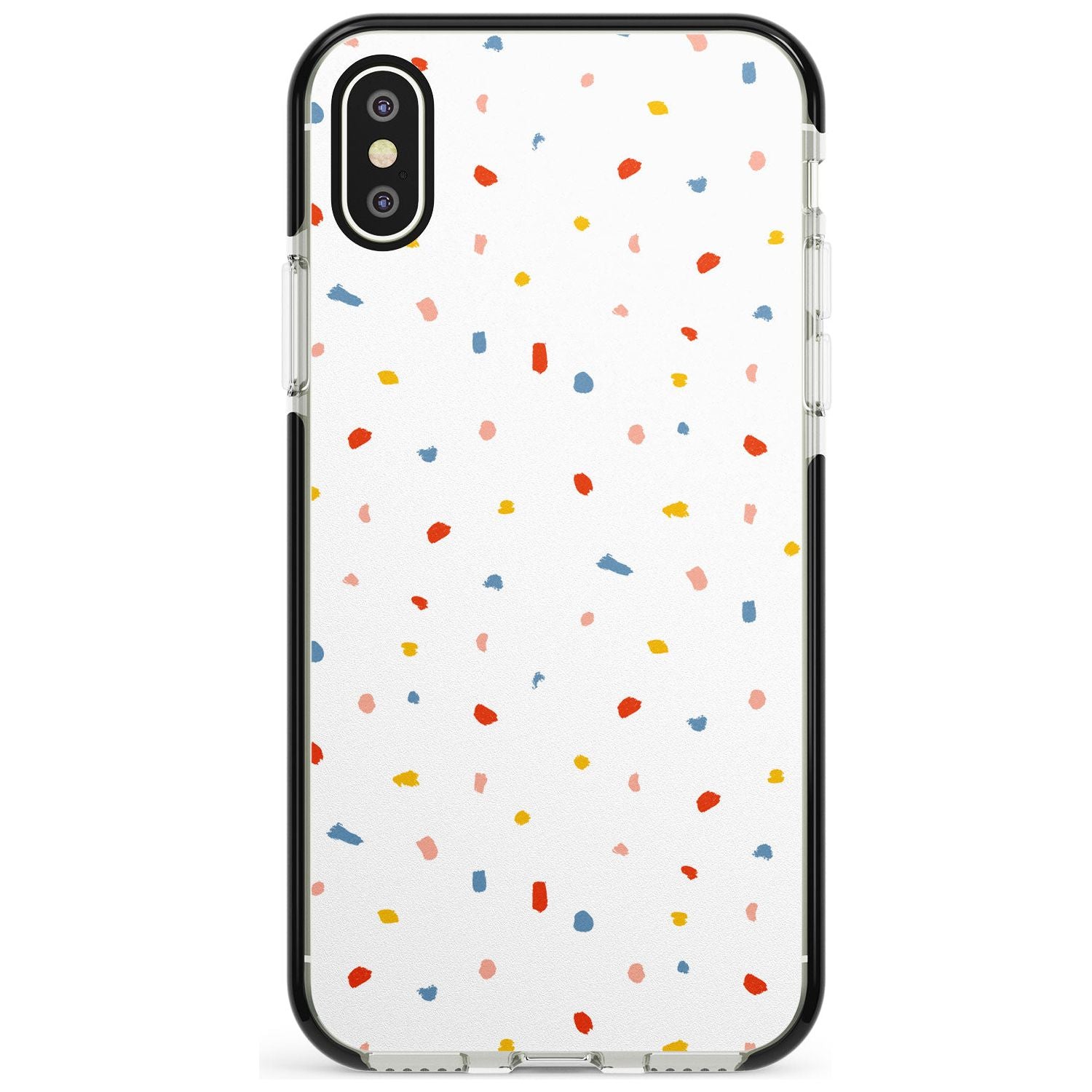 Confetti Print on Solid White Black Impact Phone Case for iPhone X XS Max XR