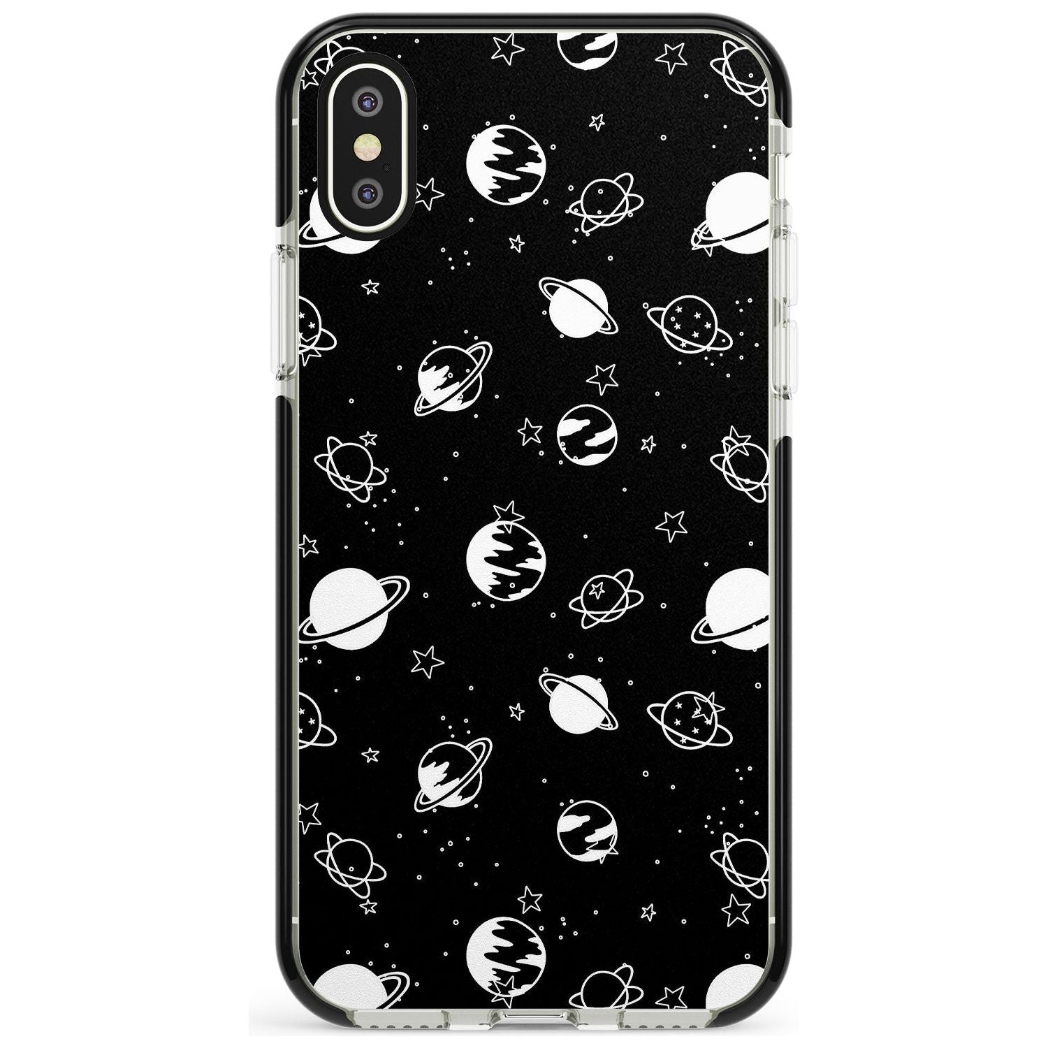 White Planets on Black Pink Fade Impact Phone Case for iPhone X XS Max XR