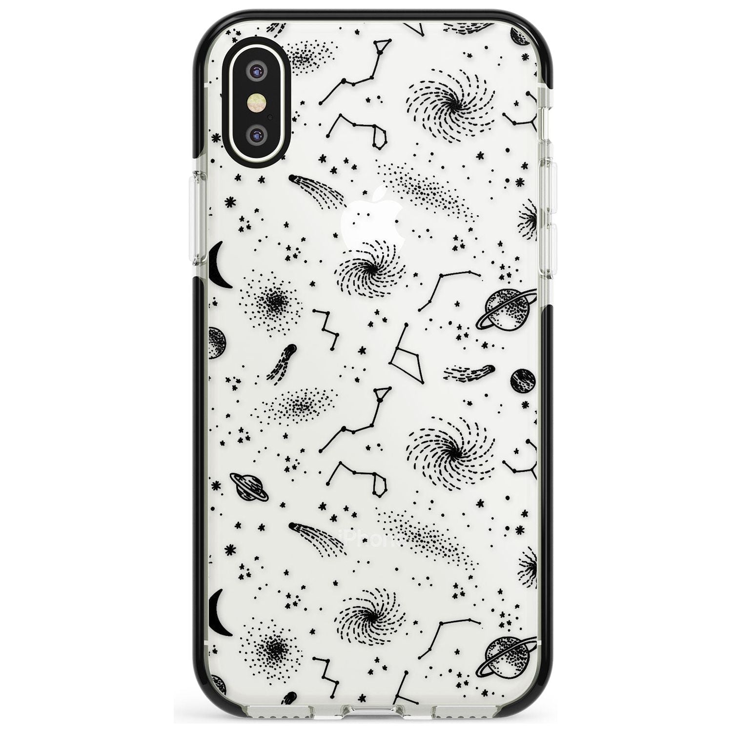 Mixed Galaxy Pattern Black Impact Phone Case for iPhone X XS Max XR