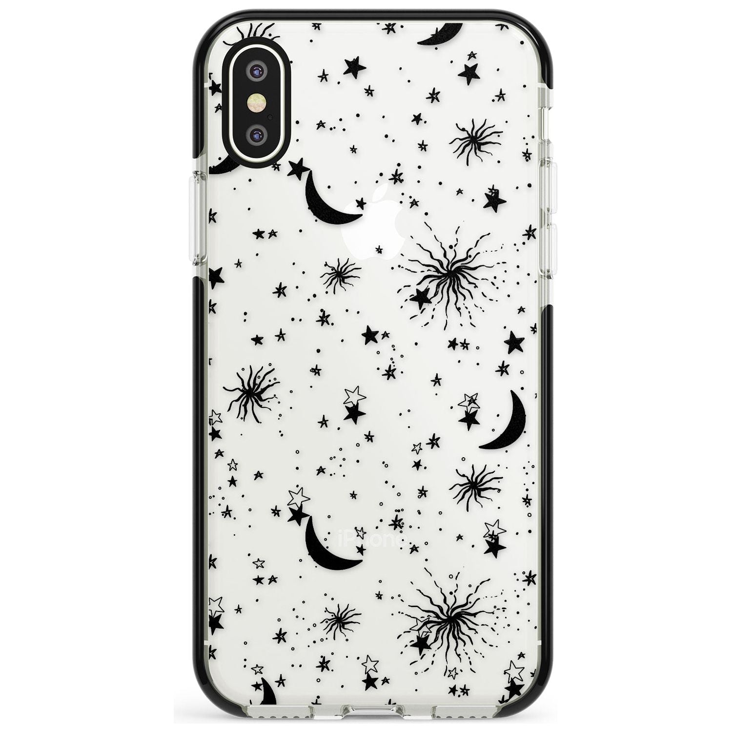 Moons & Stars Black Impact Phone Case for iPhone X XS Max XR